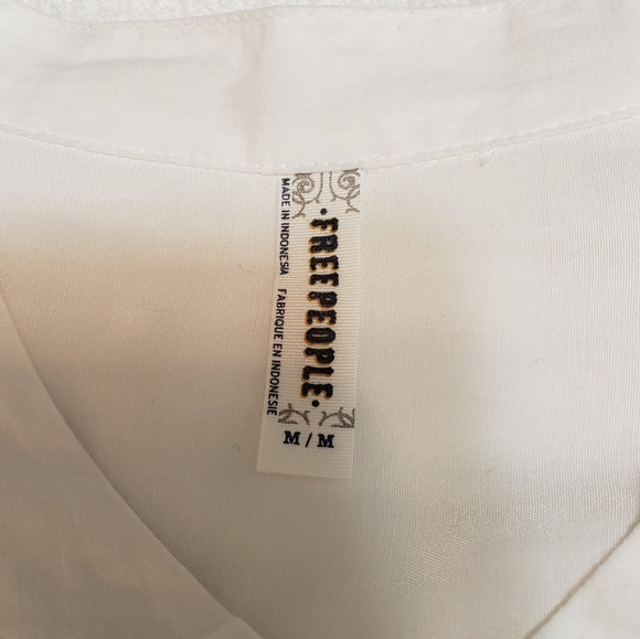 Free People Bright White Tunic Blouse Neck Mandarin Collar  Size M - Picture 7 of 13